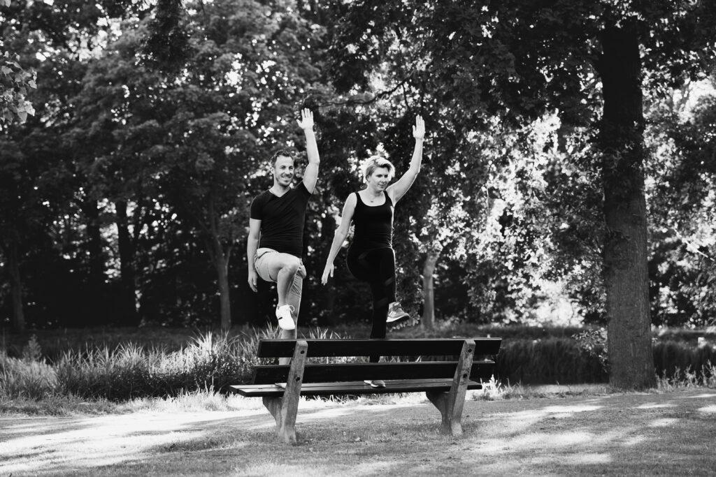 Buiten trainen (een soort bootcamp) met LA Training.